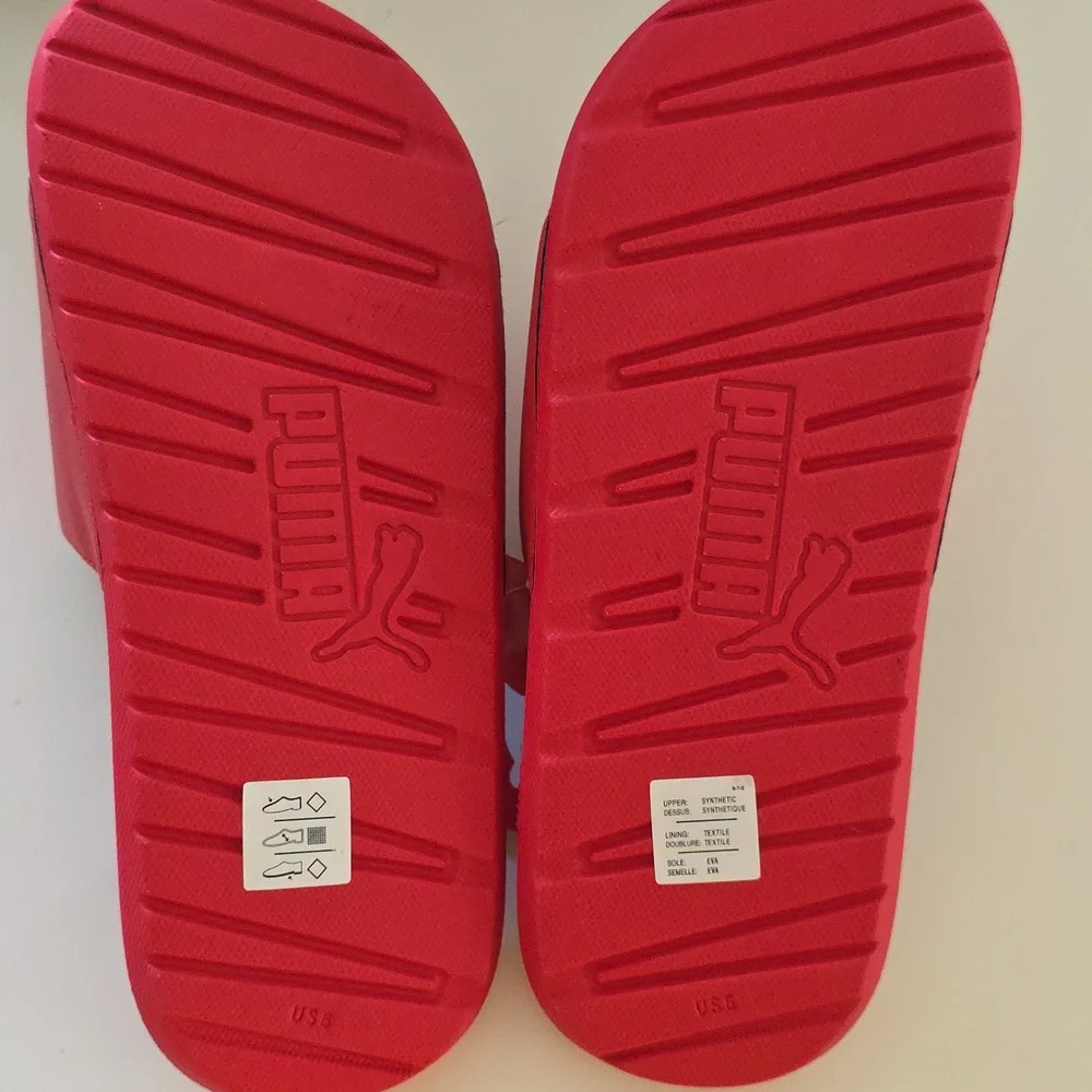 Puma Cool Cat 2.0 Slides Red Black Juniors Size 6